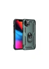 Mey İthalat®  iPhone 14 Plus Kılıf Sofya Yüzüklü Silikon Kapak - Yeşil