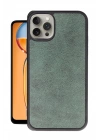 Mey İthalat®  iPhone 14 Pro Kılıf Aras Deri Kapak - Koyu Yeşil
