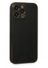 Mey İthalat®  iPhone 14 Pro Kılıf Coco Deri Silikon Kapak - Siyah