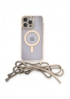 Mey İthalat®  iPhone 14 Pro Kılıf Divo Lazer Askılı Magsafe Kapak - Gold