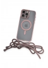 Mey İthalat®  iPhone 14 Pro Kılıf Divo Lazer Askılı Magsafe Kapak - Pembe