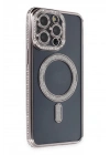 Mey İthalat®  iPhone 14 Pro Kılıf Joke Simli Magneticsafe Kılıf - Gri