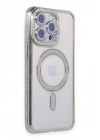 Mey İthalat®  iPhone 14 Pro Kılıf Joke Simli Magneticsafe Kılıf - Gümüş