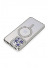 Mey İthalat®  iPhone 14 Pro Kılıf Joke Simli Magneticsafe Kılıf - Gümüş
