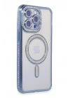 Mey İthalat®  iPhone 14 Pro Kılıf Joke Simli Magneticsafe Kılıf - Mavi