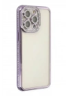 Mey İthalat®  iPhone 14 Pro Kılıf Joke Taşlı Silikon - Mor