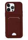 Mey İthalat®  iPhone 14 Pro Kılıf Kelvin Kartvizitli Silikon - Bordo