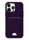 Mey İthalat®  iPhone 14 Pro Kılıf Kelvin Kartvizitli Silikon - Derin Mor