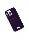 Mey İthalat®  iPhone 14 Pro Kılıf Kelvin Kartvizitli Silikon - Derin Mor
