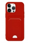 Mey İthalat®  iPhone 14 Pro Kılıf Kelvin Kartvizitli Silikon - Kırmızı