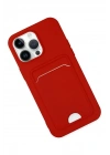 Mey İthalat®  iPhone 14 Pro Kılıf Kelvin Kartvizitli Silikon - Kırmızı