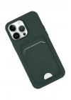 Mey İthalat®  iPhone 14 Pro Kılıf Kelvin Kartvizitli Silikon - Koyu Yeşil