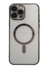Mey İthalat®  iPhone 14 Pro Kılıf Magneticsafe Lazer Silikon - Siyah