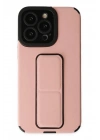 Mey İthalat®  iPhone 14 Pro Kılıf Mega Standlı Silikon - Pudra