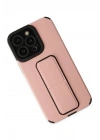 Mey İthalat®  iPhone 14 Pro Kılıf Mega Standlı Silikon - Pudra