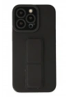 Mey İthalat®  iPhone 14 Pro Kılıf Mega Standlı Silikon - Siyah
