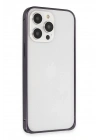 Mey İthalat®  iPhone 14 Pro Kılıf Metal Bumper Magneticsafe Kapak - Derin Mor
