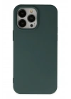 Mey İthalat®  iPhone 14 Pro Kılıf Nano içi Kadife Silikon - Koyu Yeşil