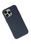 Mey İthalat®   iPhone 14 Pro Kılıf Nano içi Kadife Silikon - Lacivert