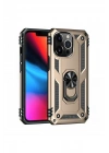 Mey İthalat®  iPhone 14 Pro Kılıf Sofya Yüzüklü Silikon Kapak - Gold