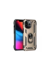Mey İthalat®  iPhone 14 Pro Kılıf Sofya Yüzüklü Silikon Kapak - Gold