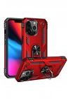Mey İthalat®  iPhone 14 Pro Kılıf Sofya Yüzüklü Silikon Kapak - Kırmızı