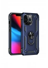 Mey İthalat®  iPhone 14 Pro Kılıf Sofya Yüzüklü Silikon Kapak - Lacivert