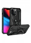 Mey İthalat®  iPhone 14 Pro Kılıf Sofya Yüzüklü Silikon Kapak - Siyah