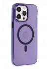 Mey İthalat®  iPhone 14 Pro Kılıf Tron Şeffaf Magsafe Kapak - Derin Mor