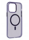 Mey İthalat®  iPhone 14 Pro Kılıf Tron Şeffaf Magsafe Kapak - Derin Mor