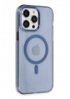 Mey İthalat®  iPhone 14 Pro Kılıf Tron Şeffaf Magsafe Kapak - Mavi