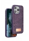 Mey İthalat®   iPhone 14 Pro Max Bright Simli Kapak - Derin Mor