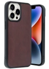 Mey İthalat®  iPhone 14 Pro Max Kılıf Aras Deri Kapak - Bordo