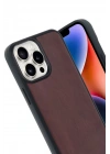 Mey İthalat®  iPhone 14 Pro Max Kılıf Aras Deri Kapak - Bordo