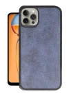 Mey İthalat®  iPhone 14 Pro Max Kılıf Aras Deri Kapak - Lacivert