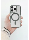 Mey İthalat®  iPhone 14 Pro Max Kılıf Boyi Magsafe Silikon Kapak - Titan Gri