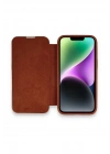Mey İthalat®  iPhone 14 Pro Max Kılıf Dolpin Kapaklı - Kahverengi