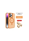 Mey İthalat®  iPhone 14 Pro Max Kılıf Flet Lens Magsafe Kapak - Turuncu