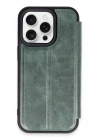 Mey İthalat®  iPhone 14 Pro Max Kılıf Flip Cover - Koyu Yeşil