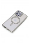 Mey İthalat®  iPhone 14 Pro Max Kılıf Joke Simli Magneticsafe Kılıf - Gümüş