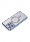 Mey İthalat®  iPhone 14 Pro Max Kılıf Joke Simli Magneticsafe Kılıf - Mavi