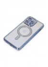 Mey İthalat®  iPhone 14 Pro Max Kılıf Joke Simli Magneticsafe Kılıf - Mavi