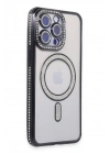 Mey İthalat®  iPhone 14 Pro Max Kılıf Joke Simli Magneticsafe Kılıf - Siyah