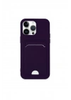 Mey İthalat®  iPhone 14 Pro Max Kılıf Kelvin Kartvizitli Silikon - Derin Mor
