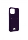 Mey İthalat®  iPhone 14 Pro Max Kılıf Kelvin Kartvizitli Silikon - Derin Mor