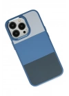 Mey İthalat®  iPhone 14 Pro Max Kılıf King Kapak - Açık Mavi-Lacivert