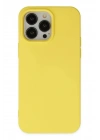 Mey İthalat®  iPhone 14 Pro Max Kılıf Nano içi Kadife Silikon - Sarı