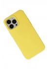 Mey İthalat®  iPhone 14 Pro Max Kılıf Nano içi Kadife Silikon - Sarı