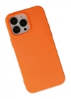 Mey İthalat®  iPhone 14 Pro Max Kılıf Nano içi Kadife Silikon - Turuncu