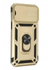 Mey İthalat®  iPhone 14 Pro Max Kılıf Pars Lens Yüzüklü Silikon - Gold
